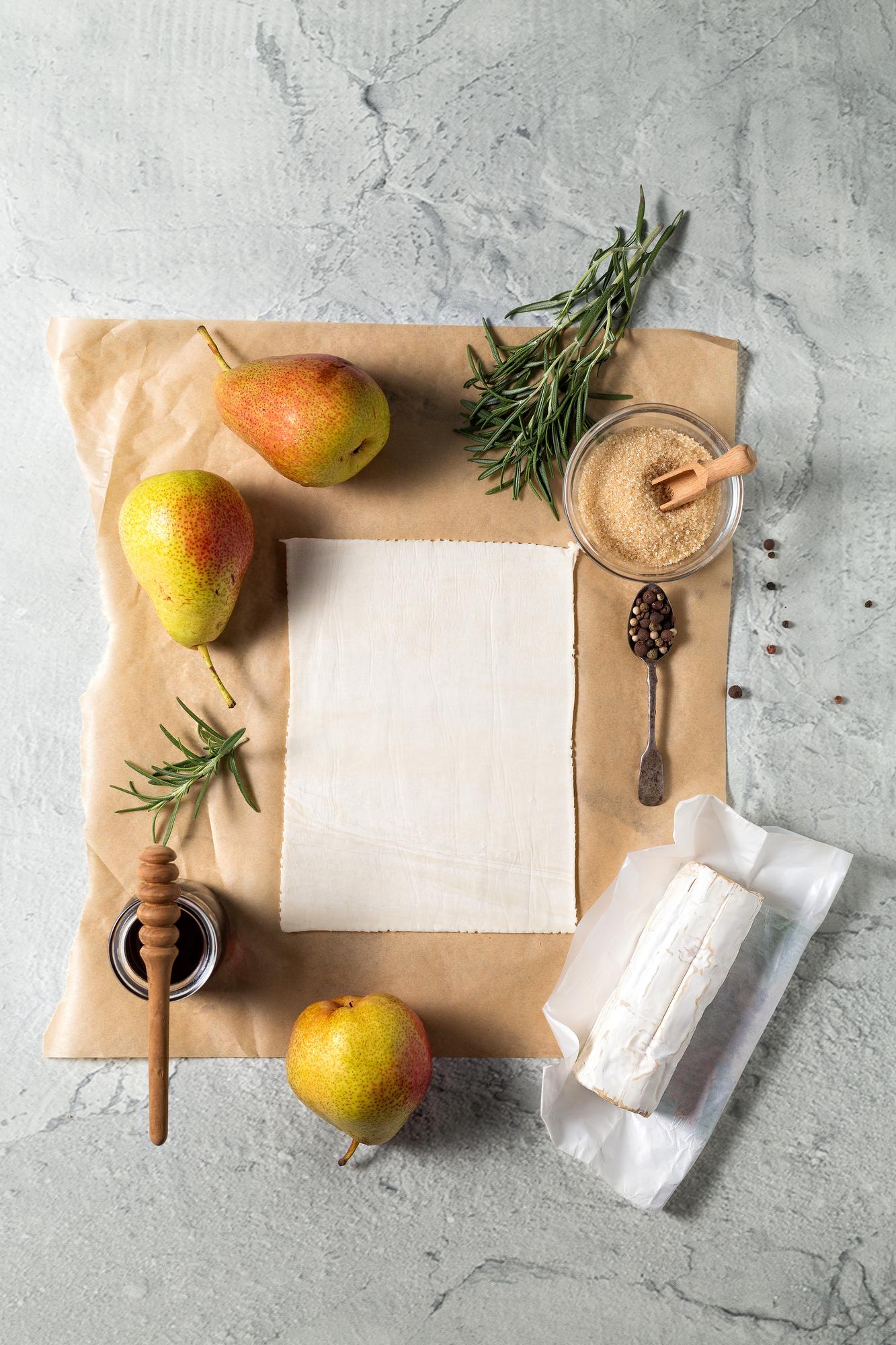 Flatlay of subscription kit with recipes and labels